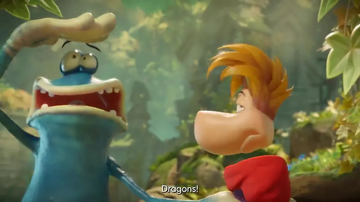 Rayman exploring a redesigned fantasy environment in Rayman Legends Retold